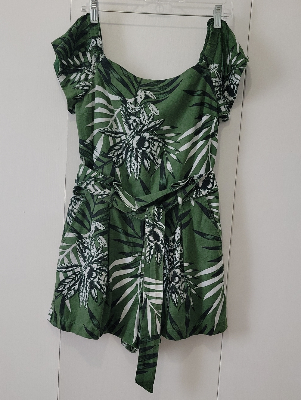 Guess Tropical Green Romper with Black Label Detail